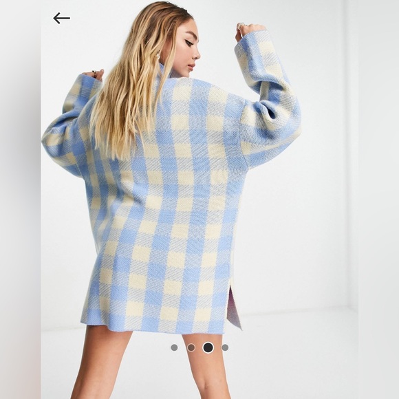 COLLUSION Unisex knitted shacket with pocket detail in checked print - Picture 2 of 6